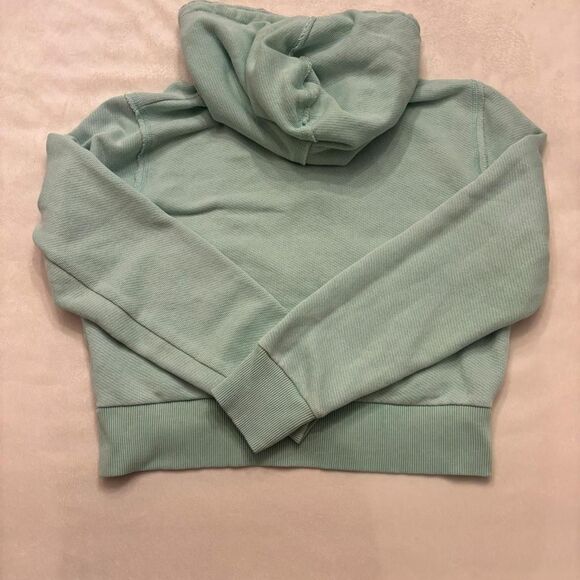 American Eagle Mint Green Cropped Zip-Up Hoodie | Casual | Size Large - Picture 3 of 3